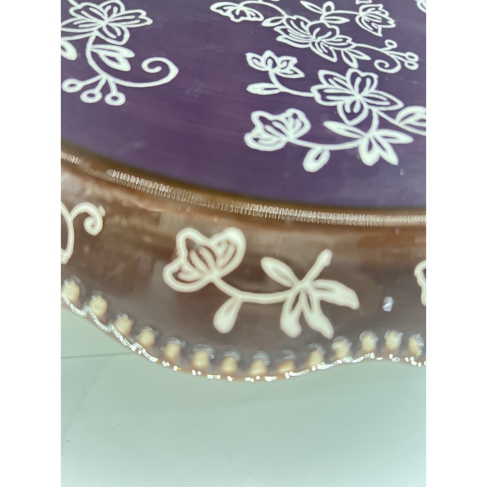 NEW Temptations Purple FLORAL LACE 2 In 1 Cake Stand Chip & Dip Crudite Set MINT - Picture 12 of 12